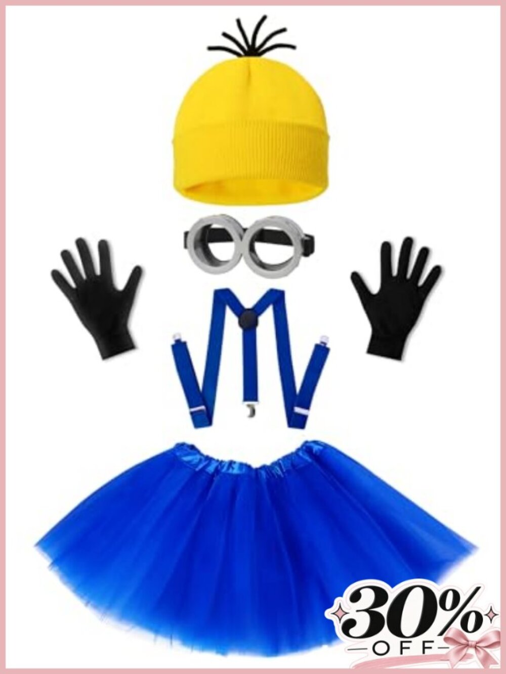 5 PC Kids Girls Halloween Costume Set Steampunk Goggles Tutu Suspenders